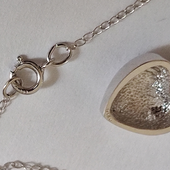 Solid 14K White Gold Puffed Heart Necklace - Picture 6 of 12